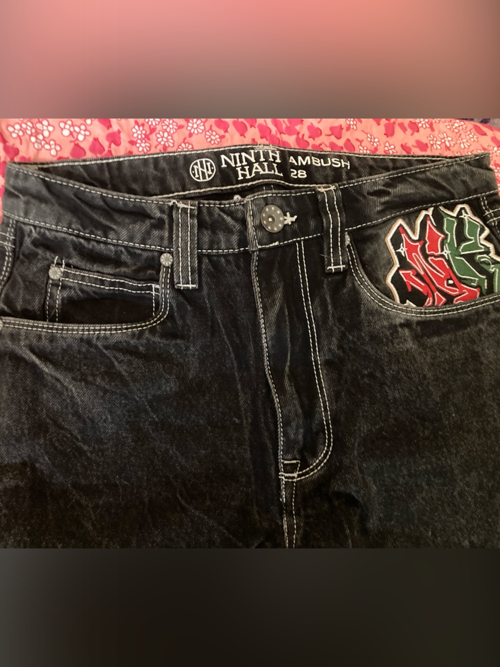 Women's Ninth Hall Ambush Black Boot Cut Jeans with Embroidered Pocket Detail - Picture 2 of 10